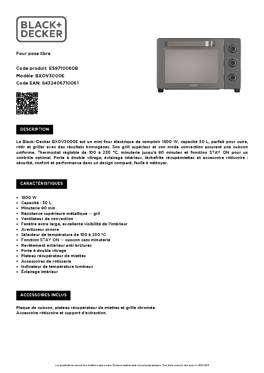 Fiche technique fournisseur