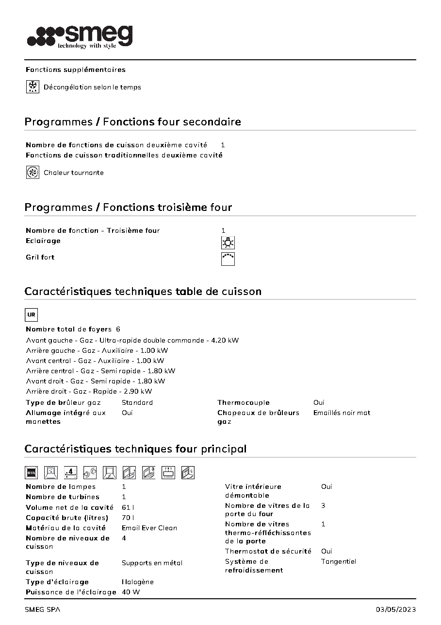 Fiche technique fournisseur
