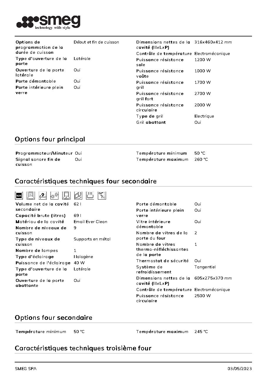Fiche technique fournisseur