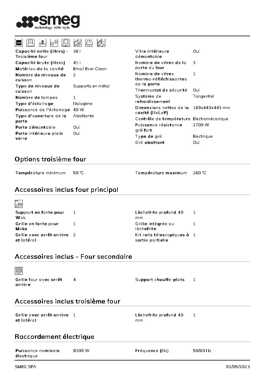Fiche technique fournisseur