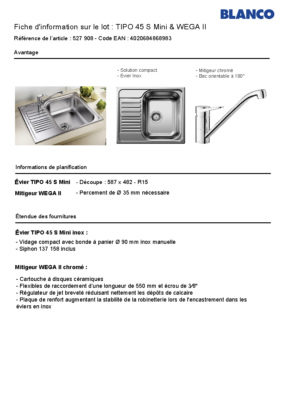 Fiche technique fournisseur