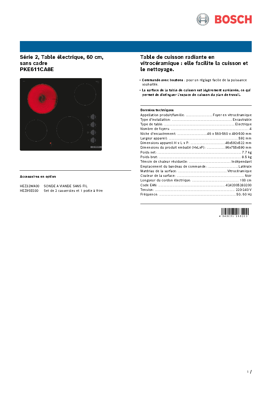 Fiche technique fournisseur