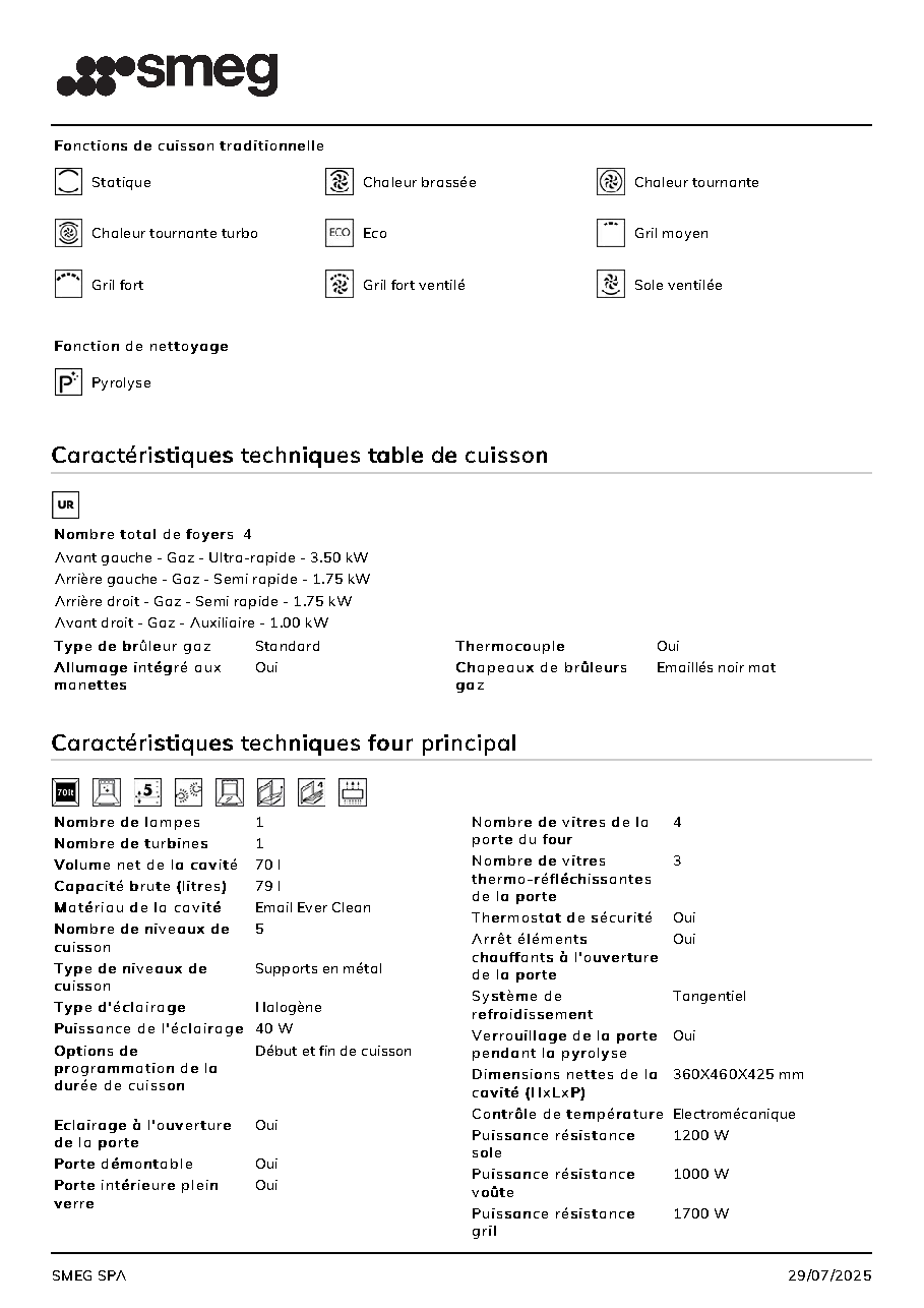Fiche technique fournisseur
