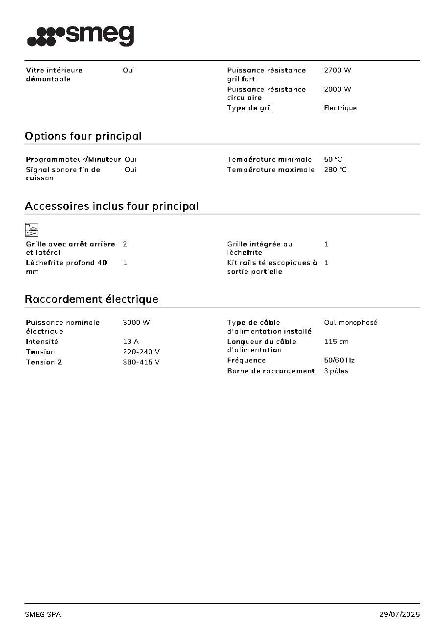 Fiche technique fournisseur