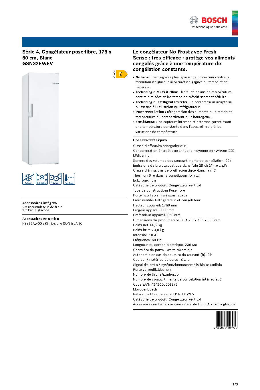 Fiche technique fournisseur