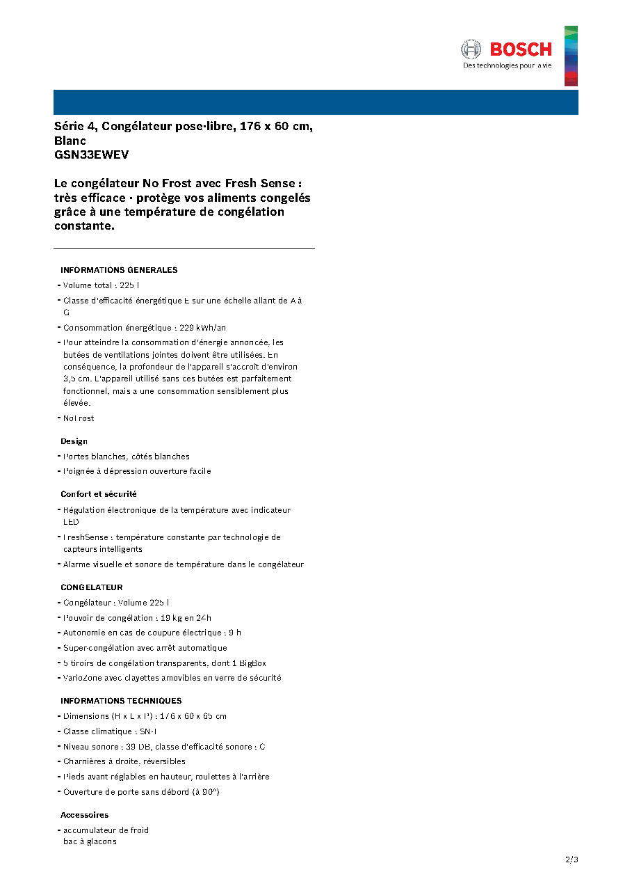 Fiche technique fournisseur