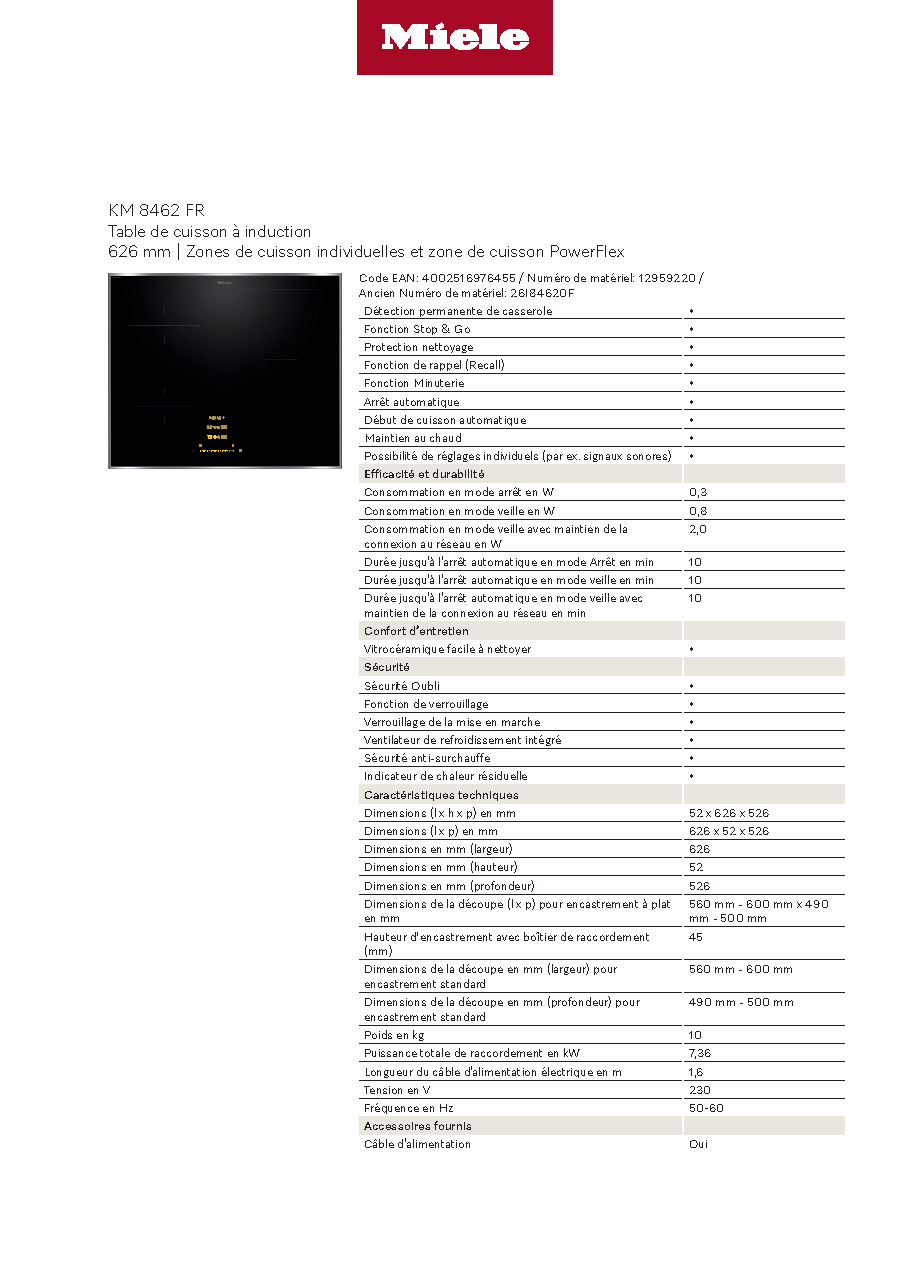Fiche technique fournisseur