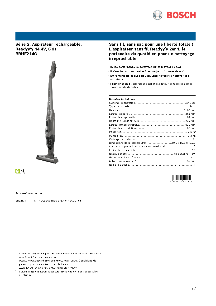 Fiche technique fournisseur