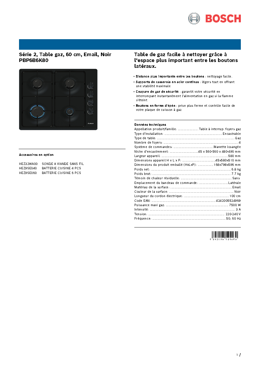 Fiche technique fournisseur
