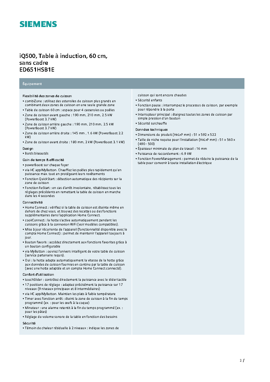 Fiche technique fournisseur