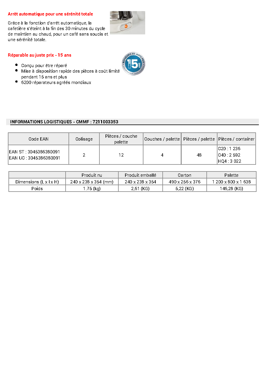 Fiche technique fournisseur