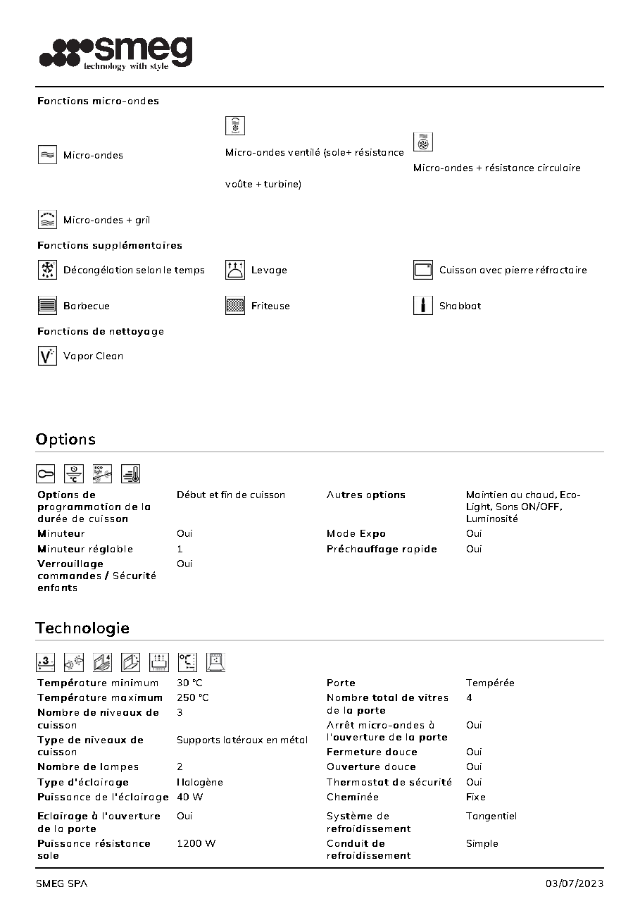 Fiche technique fournisseur