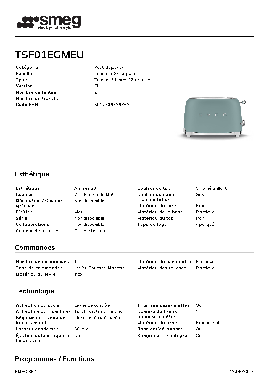 Fiche technique fournisseur