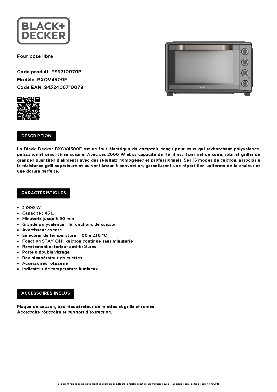 Fiche technique fournisseur