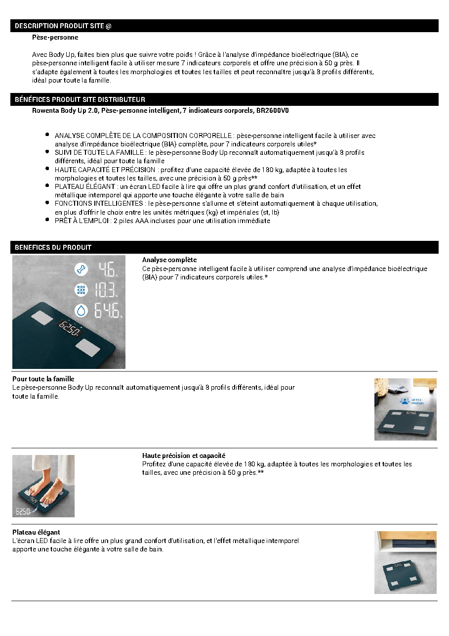 Fiche technique fournisseur