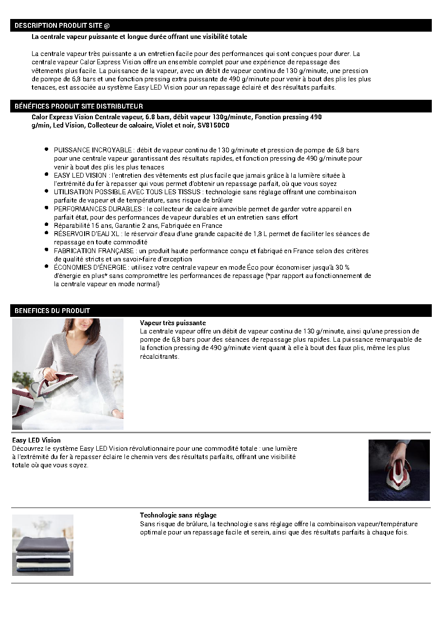 Fiche technique fournisseur