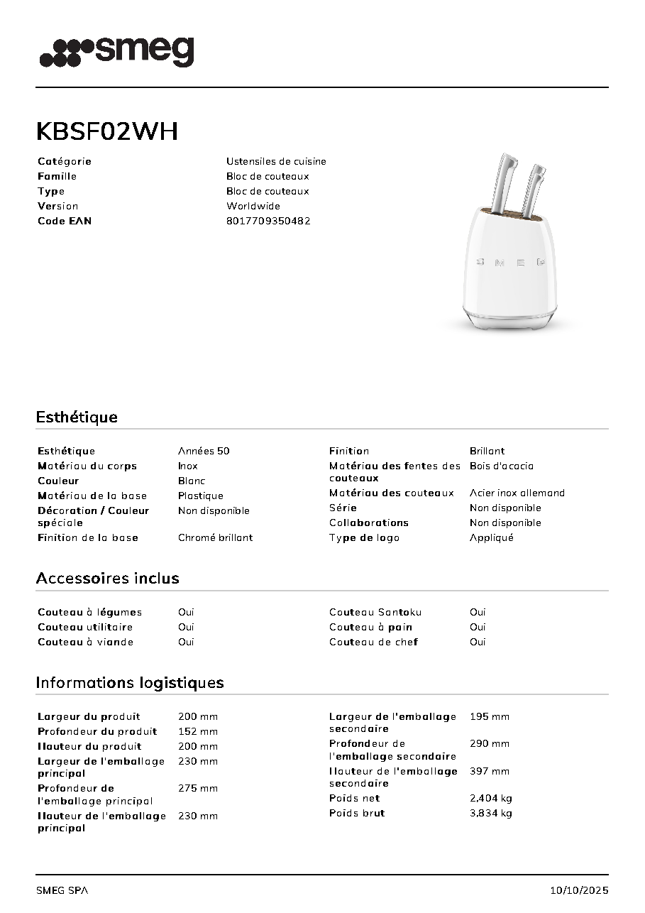 Fiche technique fournisseur