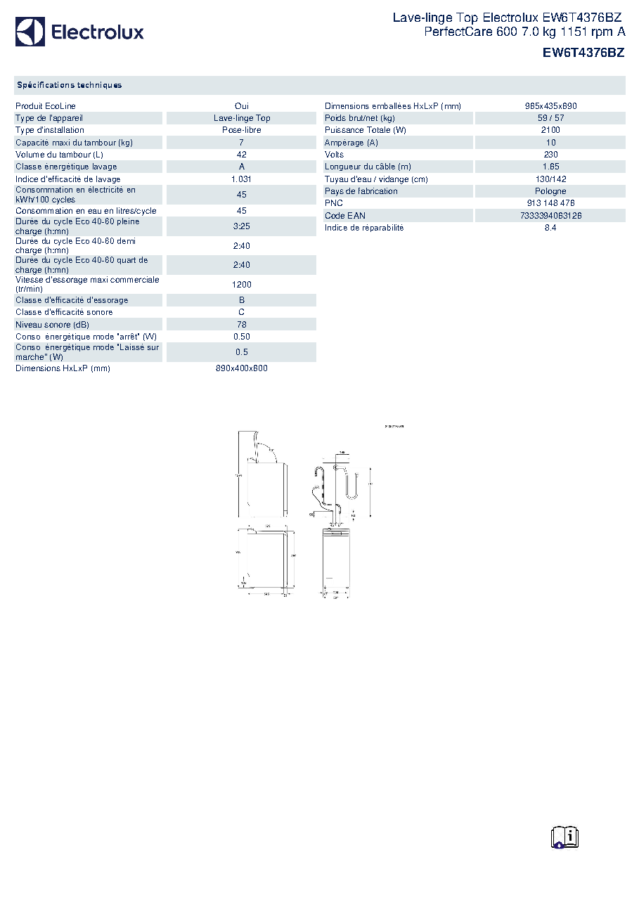 Fiche technique fournisseur