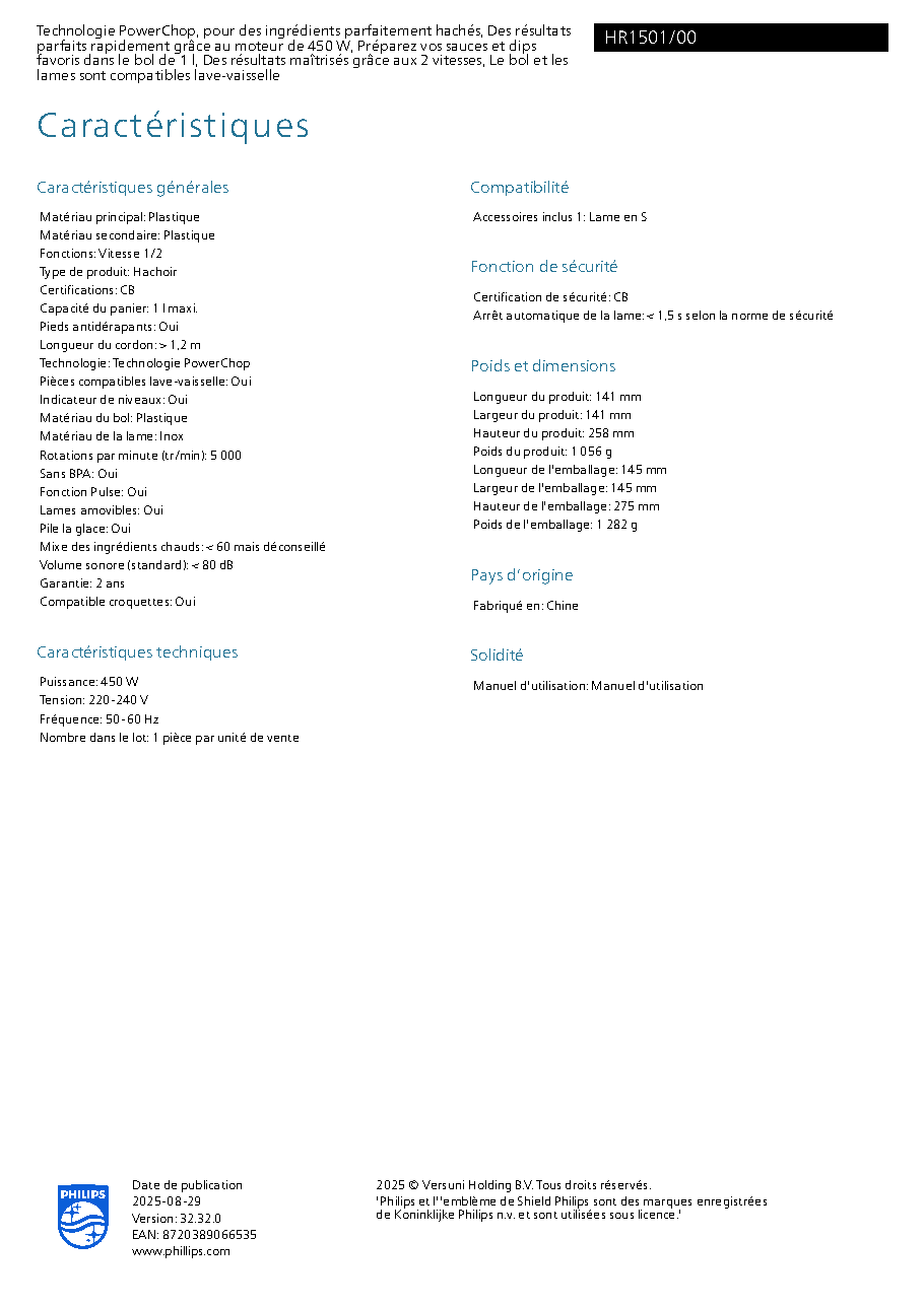 Fiche technique fournisseur