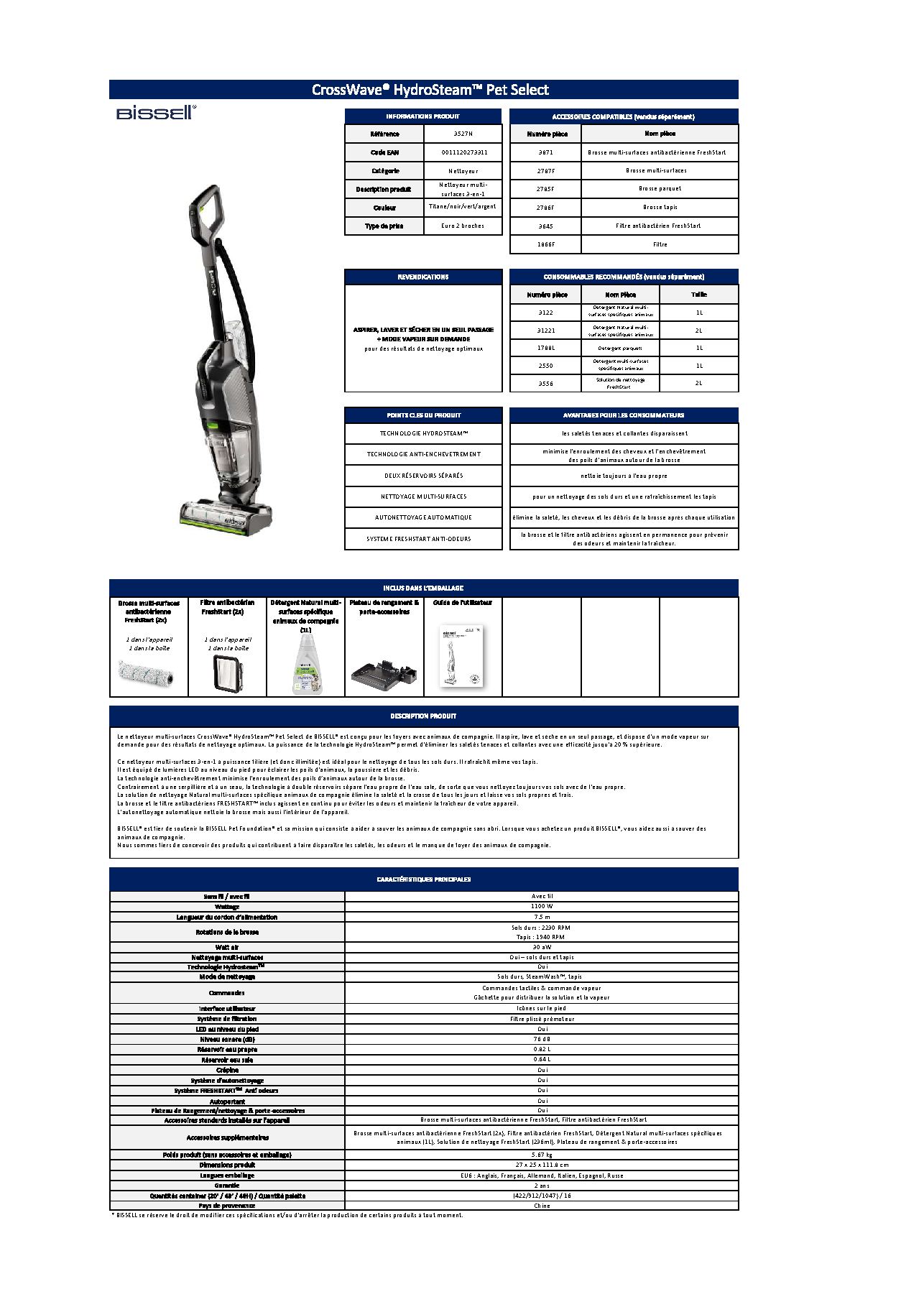 Fiche technique fournisseur