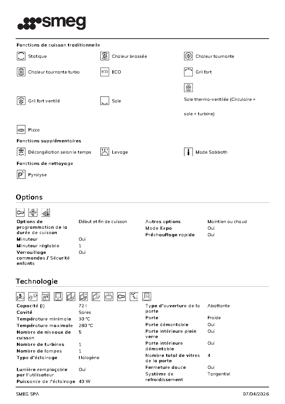Fiche technique fournisseur