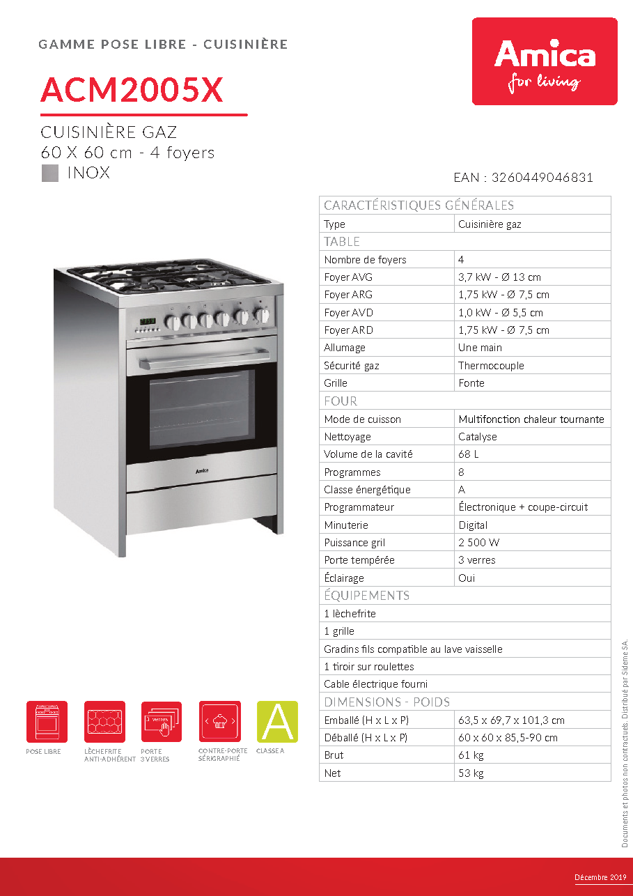 Fiche technique fournisseur