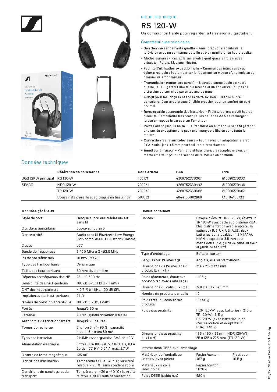 Fiche technique fournisseur