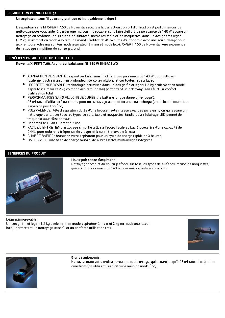 Fiche technique fournisseur