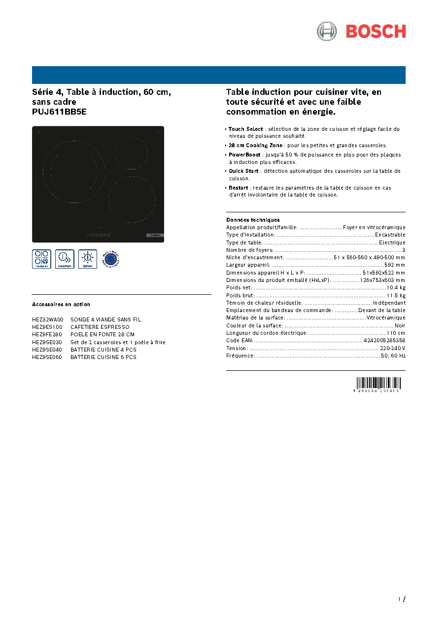 Fiche technique fournisseur