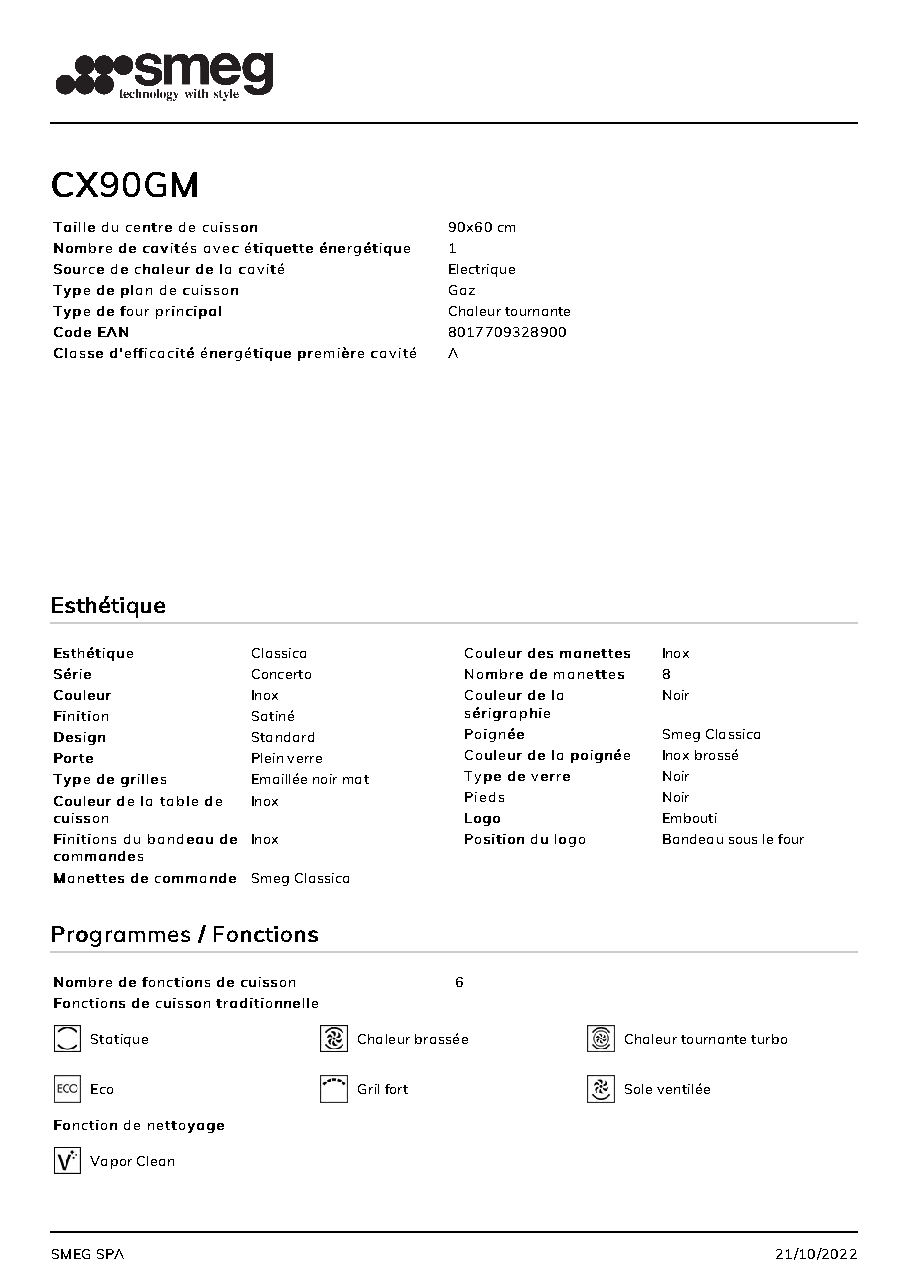 Fiche technique fournisseur