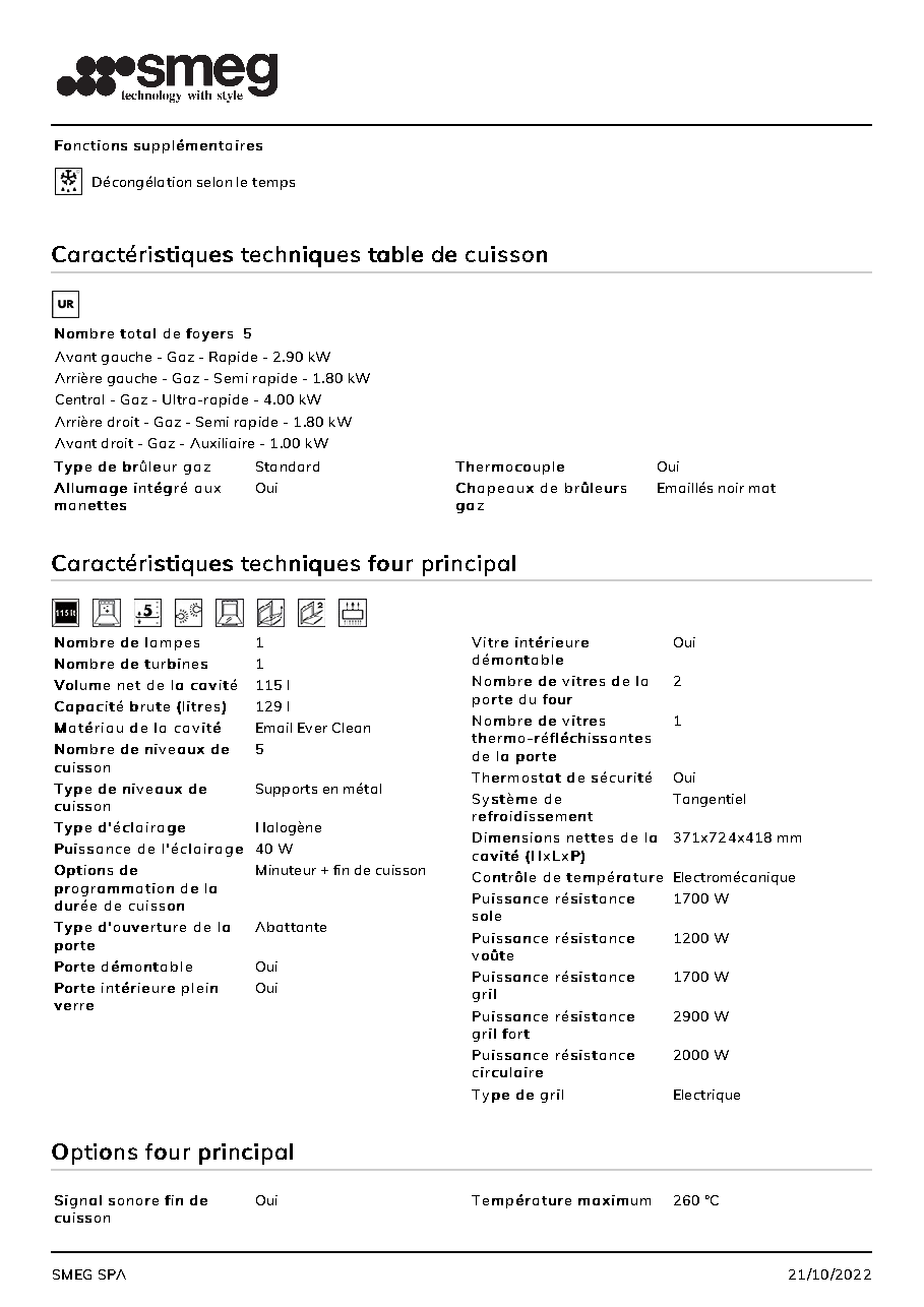 Fiche technique fournisseur