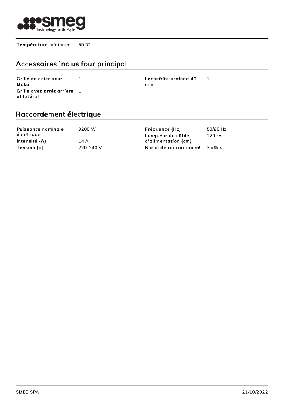 Fiche technique fournisseur