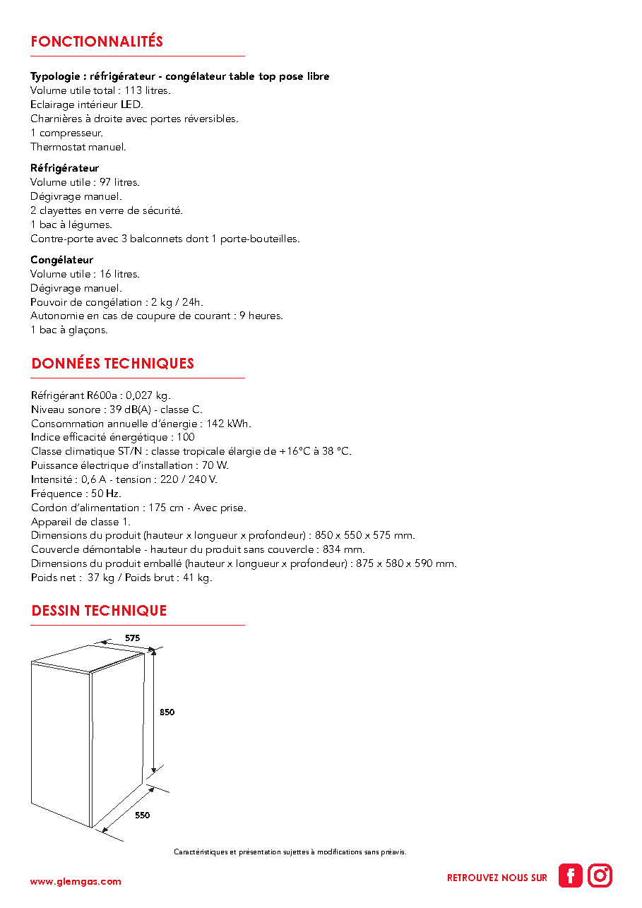 Fiche technique fournisseur