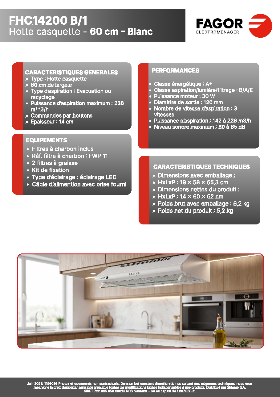 Fiche technique fournisseur
