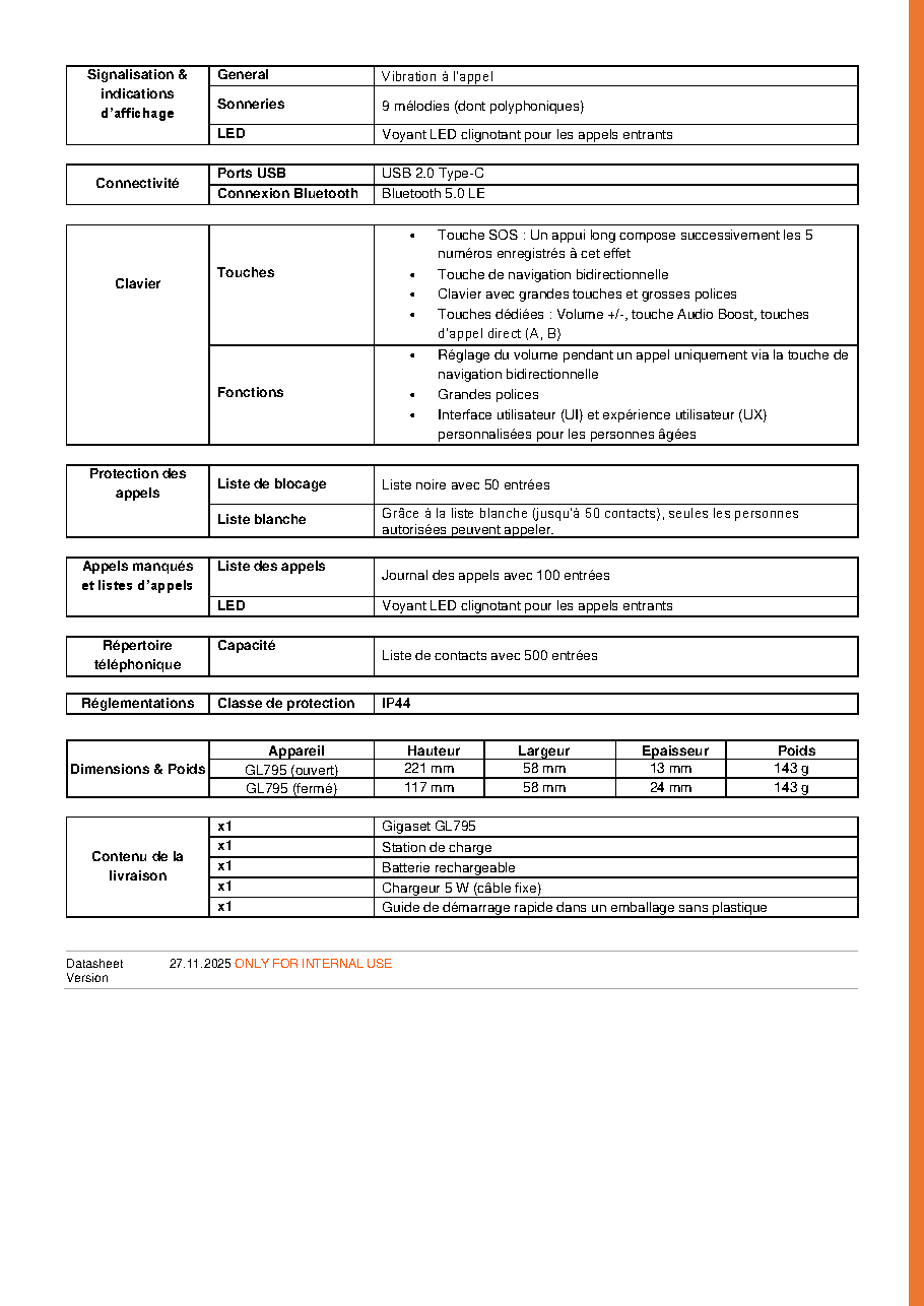 Fiche technique fournisseur