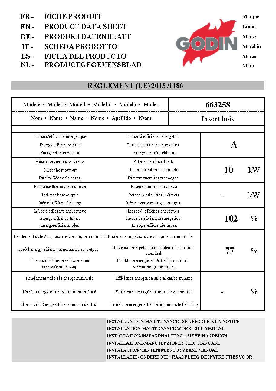 Fiche technique fournisseur