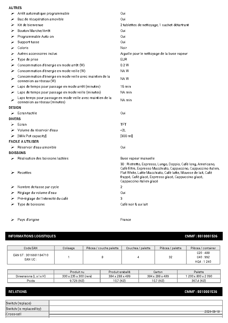 Fiche technique fournisseur