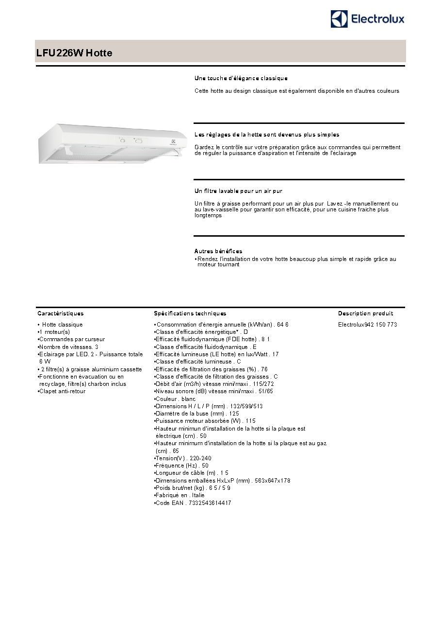 Fiche technique fournisseur