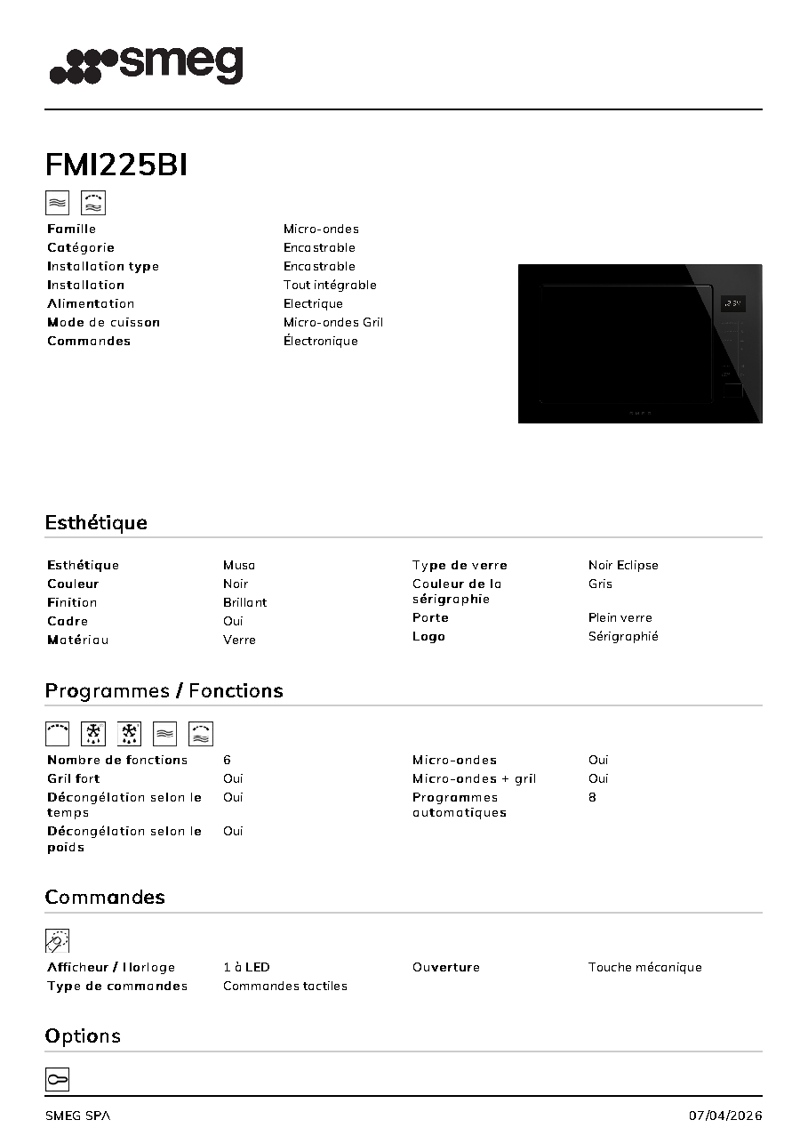 Fiche technique fournisseur