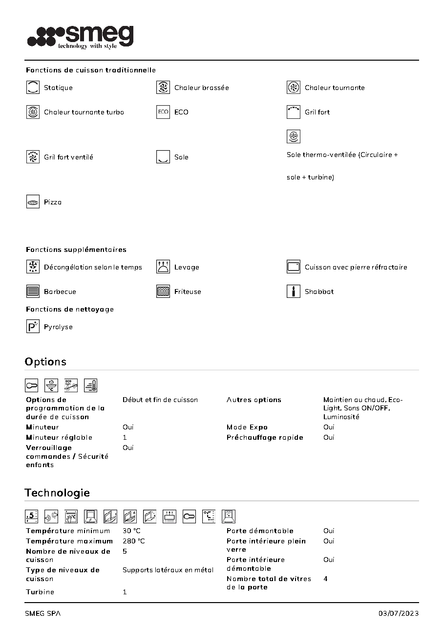 Fiche technique fournisseur