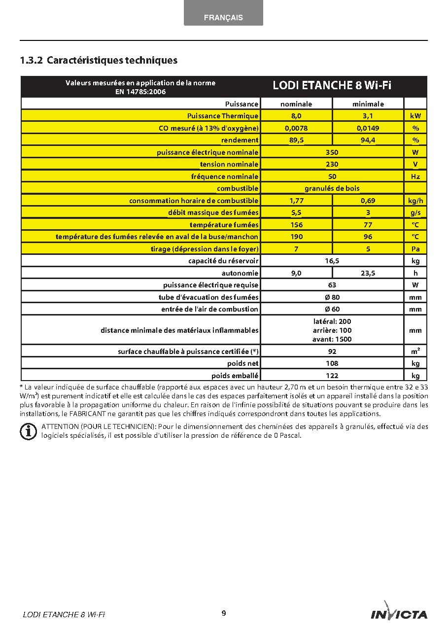 Fiche technique fournisseur