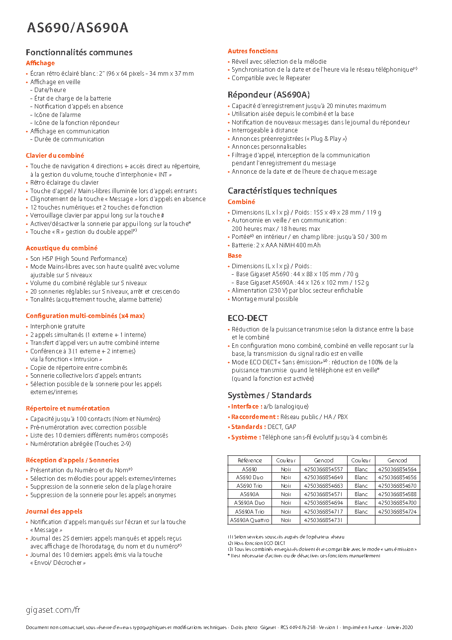 Fiche technique fournisseur