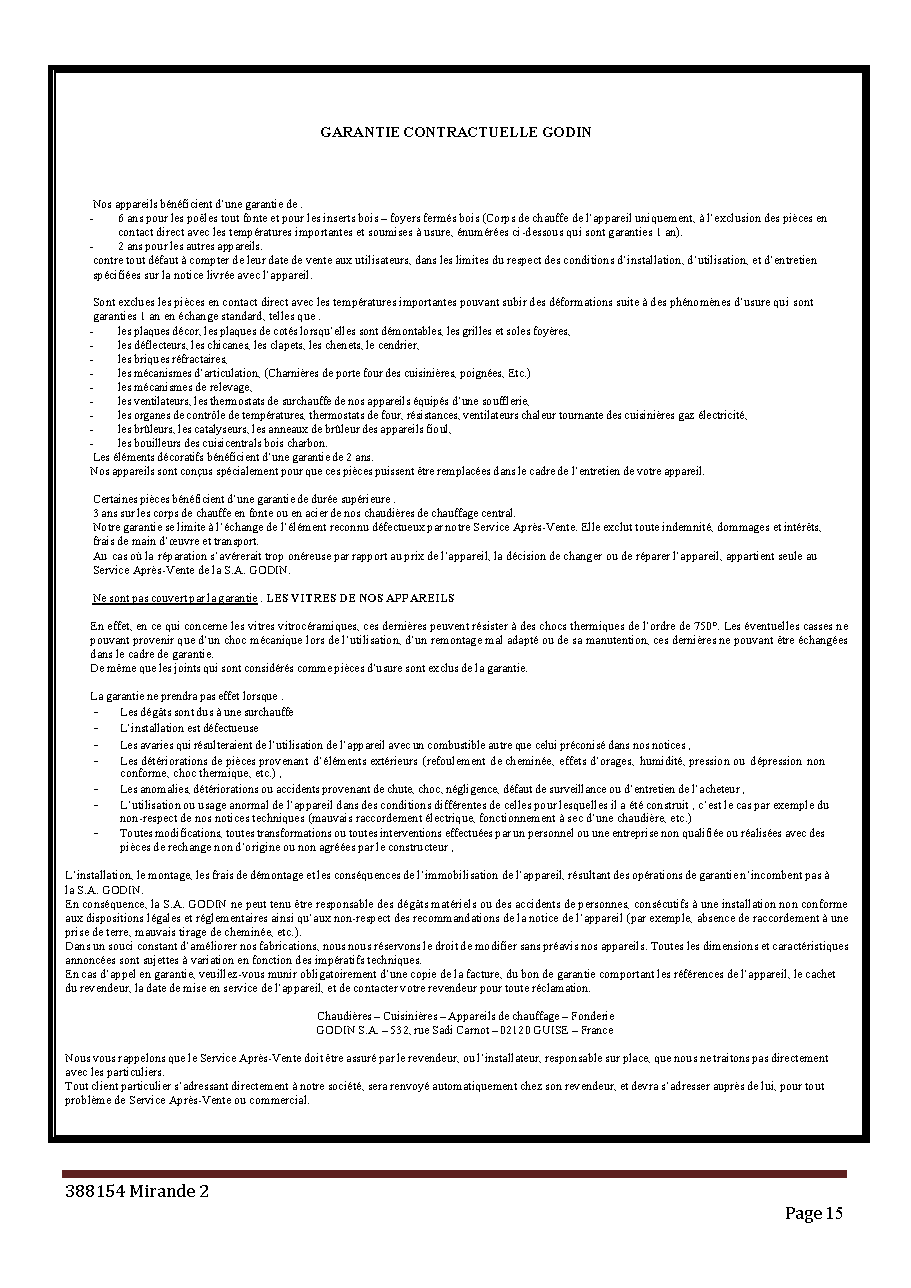 Fiche technique fournisseur