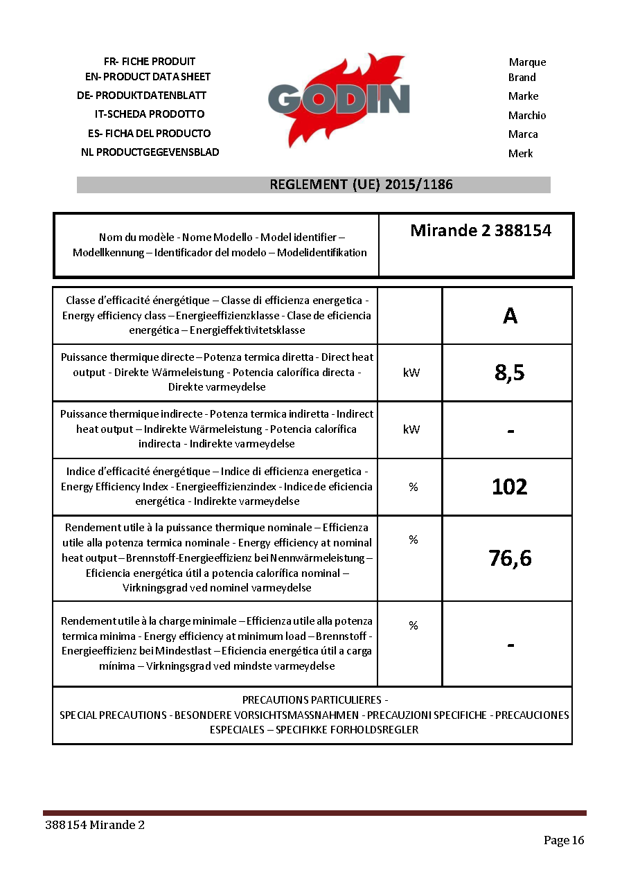 Fiche technique fournisseur