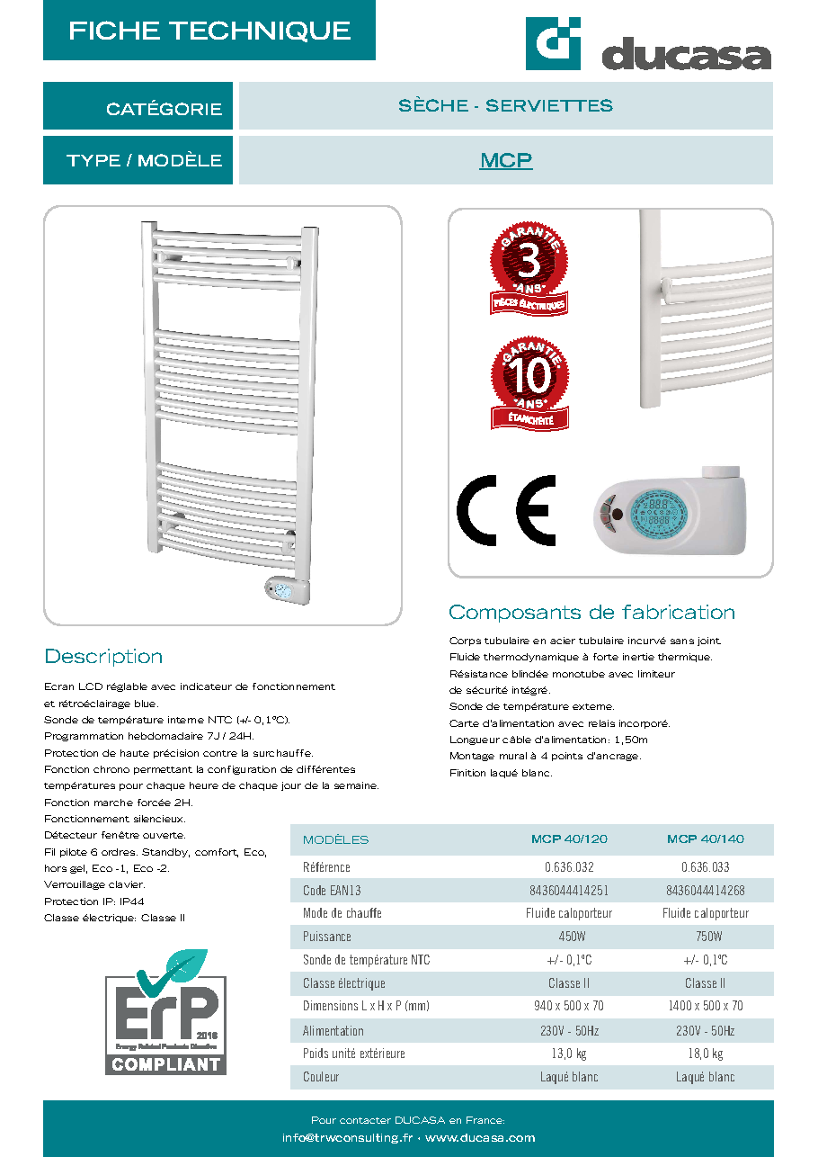 Fiche technique fournisseur