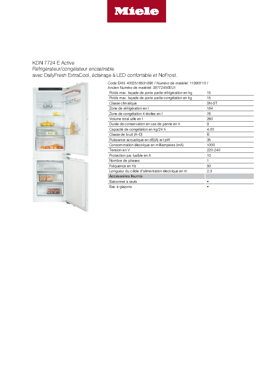 Fiche technique fournisseur