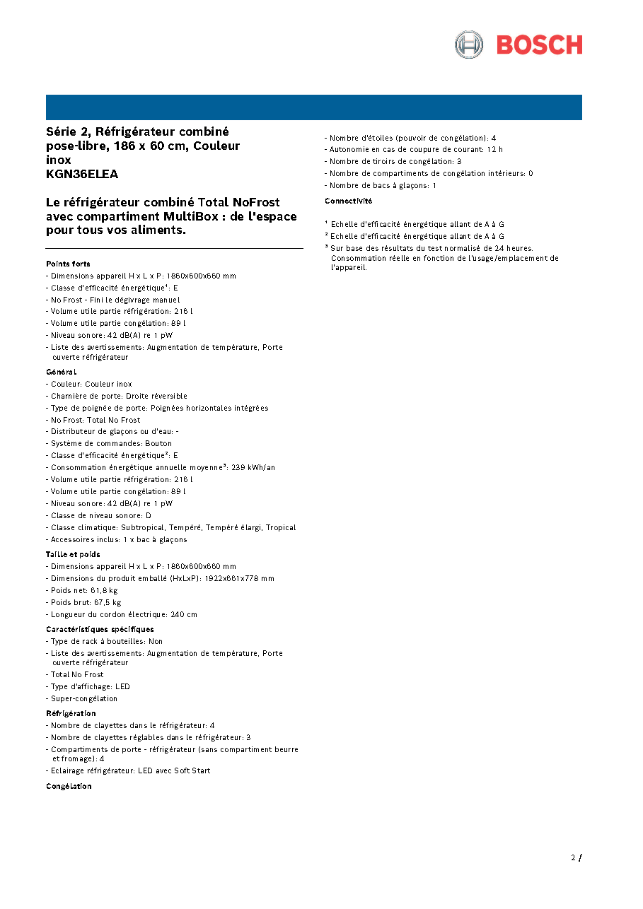 Fiche technique fournisseur