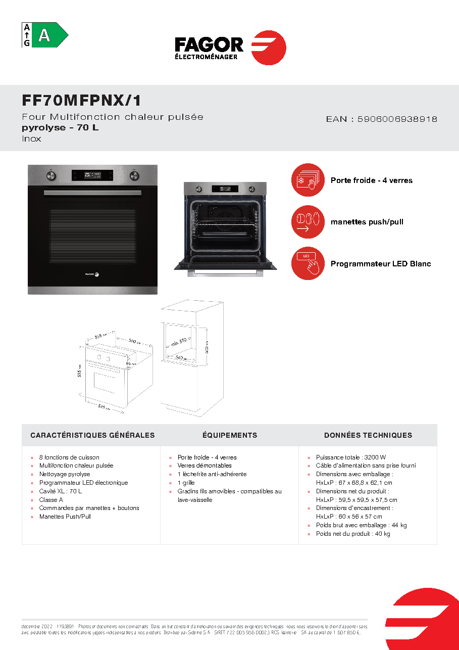 Fiche technique fournisseur