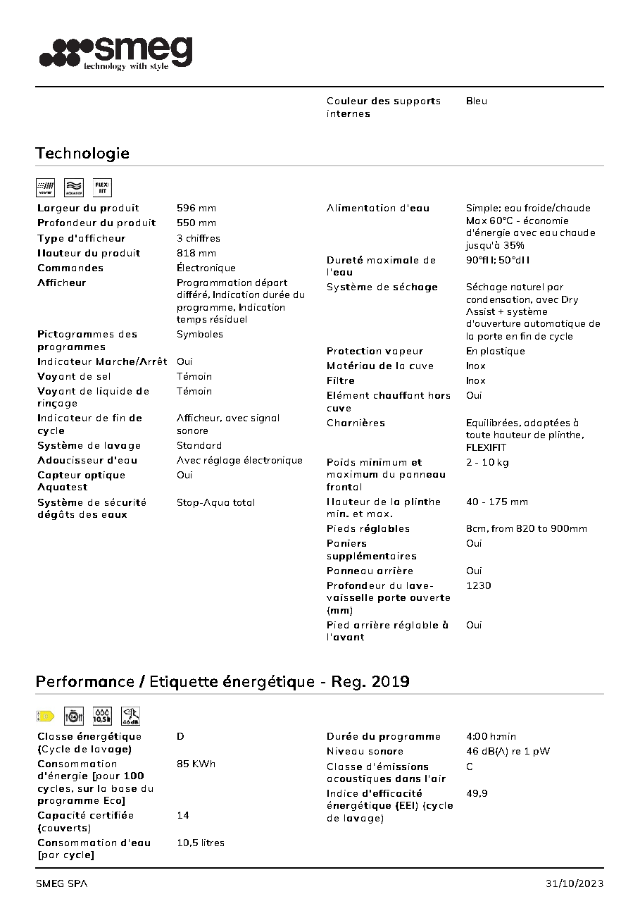 Fiche technique fournisseur