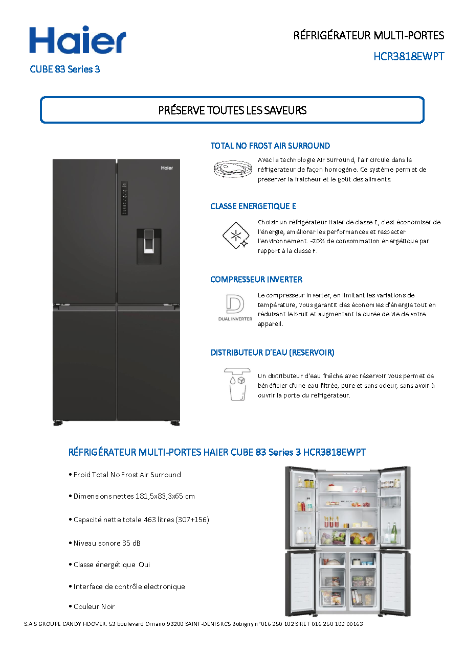 Fiche technique fournisseur
